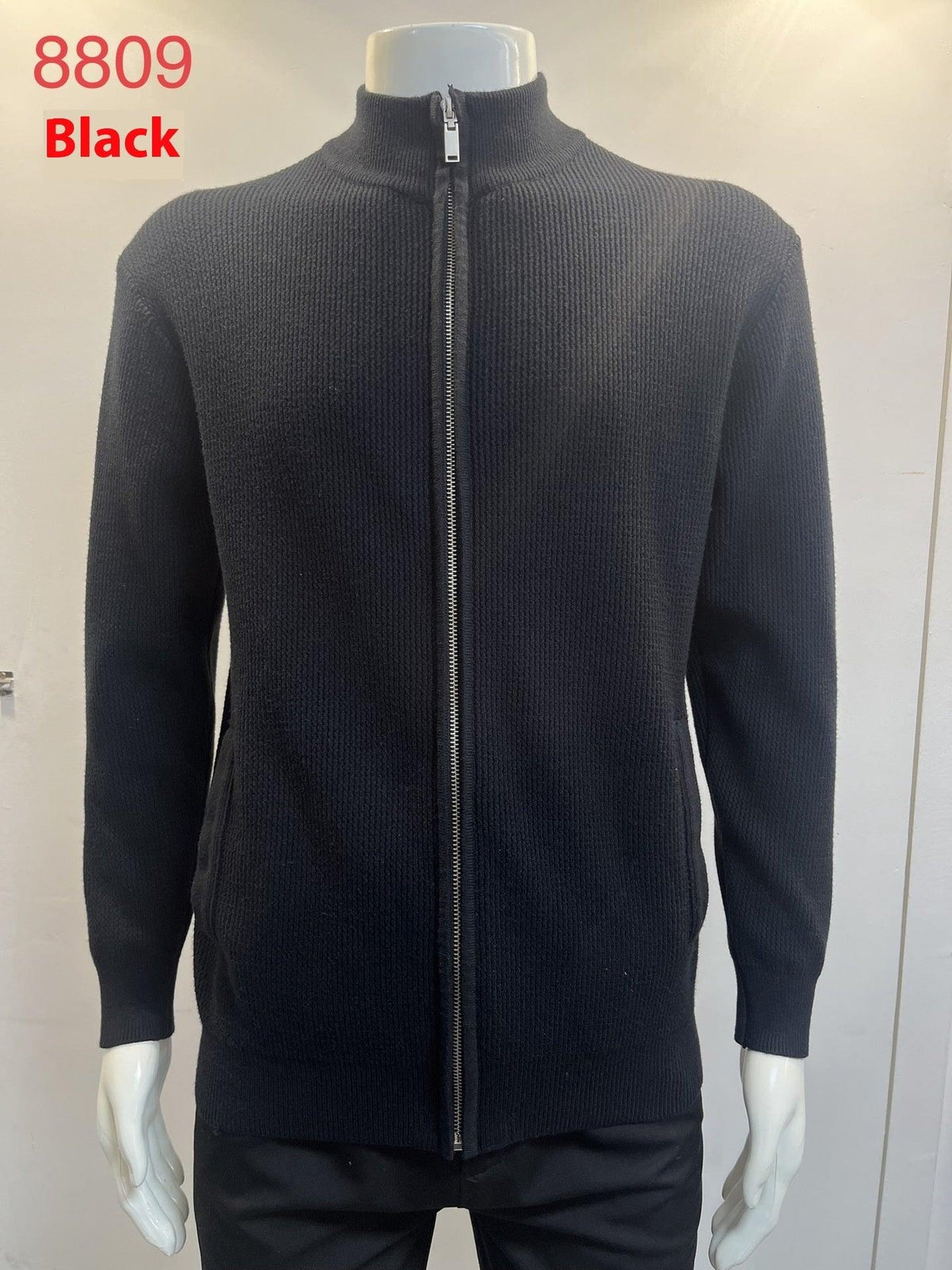 Cardigan Men's Sweater Zipper Solid Color Round Neck - WOMONA.COM