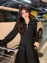 Long Sleeve Fleece-lined Warm Mid-length Dress For Women - WOMONA.COM