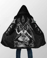 Digital Printing Stand Collar Zipper Hooded Cloak - WOMONA.COM