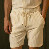 Menswear Light Yellow Short Sleeve Shirt Two-piece Set - WOMONA.COM