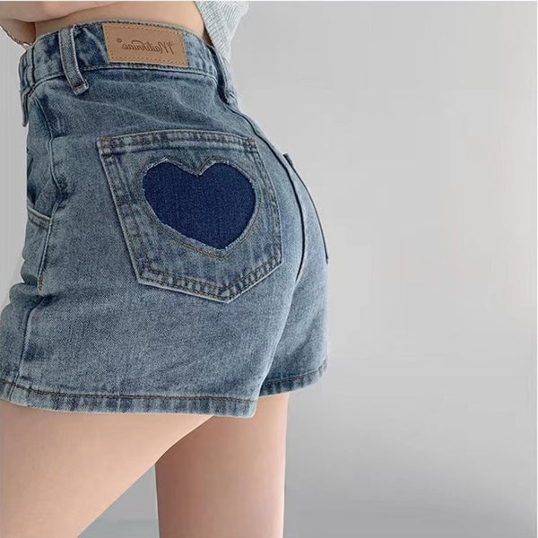 Retro Ins Street Love A-line Denim Shorts For Women - WOMONA.COM