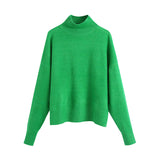 Solid Color Loose Pullover Sweater - WOMONA.COM