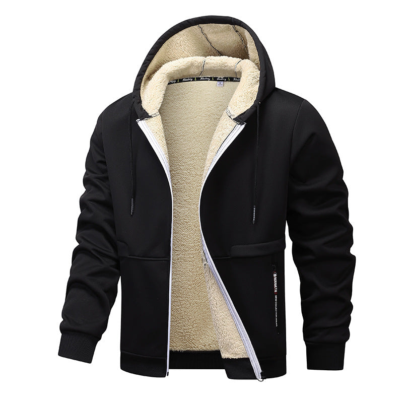 Men's sherpa-style lined zip-up hoodie