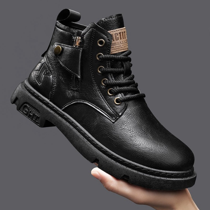 Botas Martin de corte alto estilo británico retro para hombres