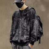 Cartoon Printed Sweater Men's Loose Round Neck