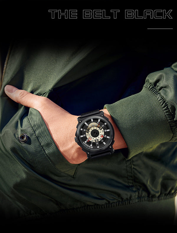 Sanda New Hollow Cool Creative Large Dial Belt Men's Quartz Watch - WOMONA.COM
