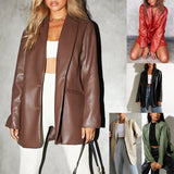 Women's Casual Warm Leather Jacket - WOMONA.COM