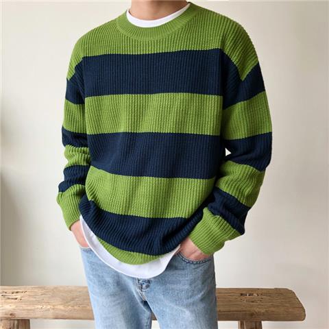 Striped Crewneck Sweater Men's Style - WOMONA.COM