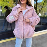 Fashion Lapel Plush Cardigan Coat