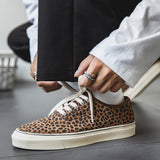 Low-Top Leopard Leather Casual Vintage British Sneakers - WOMONA.COM