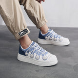 Double-layer Rubber Raised Denim Stitching White Shoes - WOMONA.COM