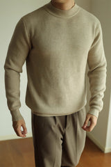 Autumn And Winter Single-layer Fleece-lined Half Turtleneck Pullover Round Neck Knitted Sweater