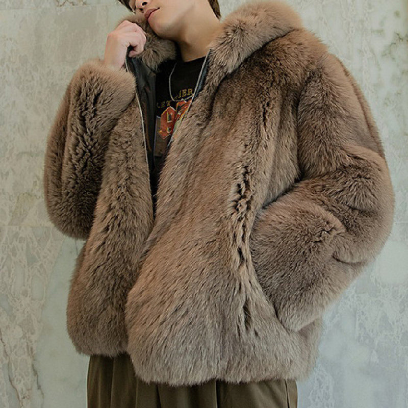 Men's Imitation Fox With Plush Fur Coat - WOMONA.COM