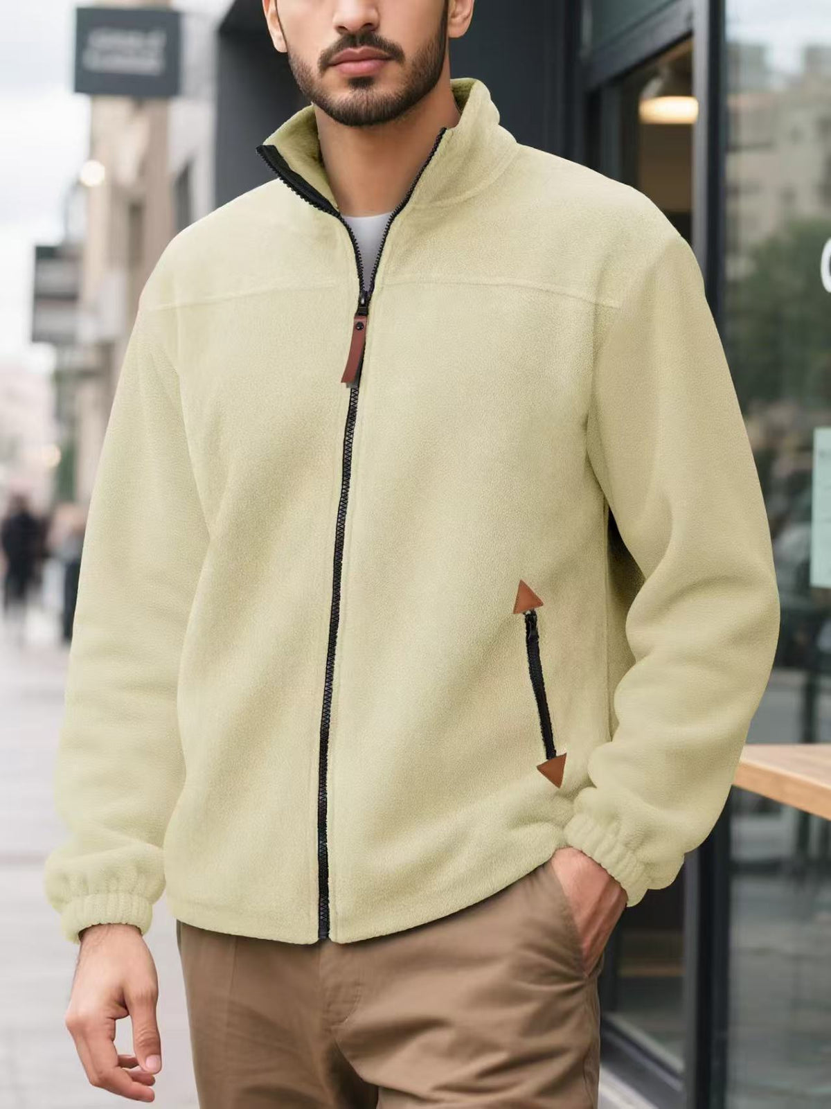 Men's fleece-lined thermal zip-up sports hoodie in five colors – photo 10 of 10