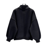 Half Zipper Black Hoodie Men's Stand Collar Hooded