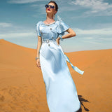 Fashion Satin Ruffled Feather Dress - WOMONA.COM