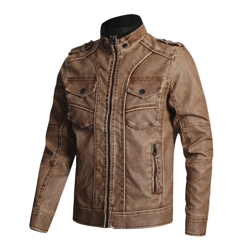 Thick PU Leather Coat Men's Fashion Casual - WOMONA.COM