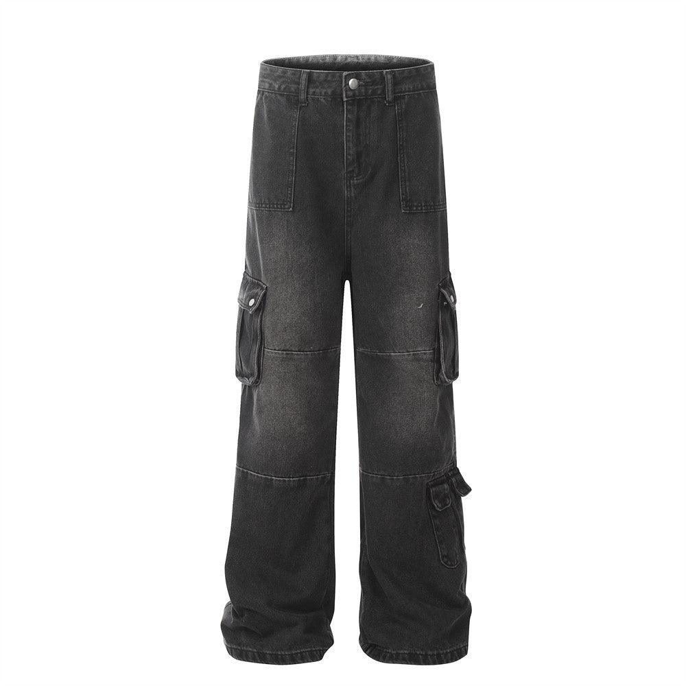 Workwear Washed And Worn Jeans For Men - WOMONA.COM