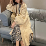 Milk Tea Color Thick Pin Sweater Cardigan - WOMONA.COM