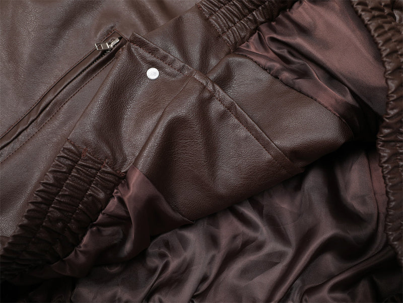 Men's Leather Coat Brand Zipper - WOMONA.COM