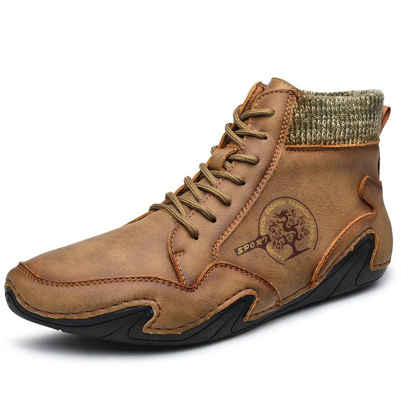 Men Ankle Boots High Top High Quality Flats Shoes - WOMONA.COM