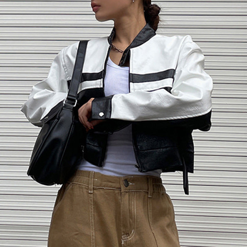 Ladies Street Spice Style Handsome Leather Jacket - WOMONA.COM