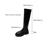 Thick Sole Knee High Boots For Women Chunky Heel Black Long Boots - WOMONA.COM