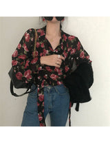 Lace-up Design Soft Female Shirts Top Ins - WOMONA.COM