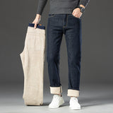 Fleece Lined Padded Warm Keeping Jeans For Men - WOMONA.COM