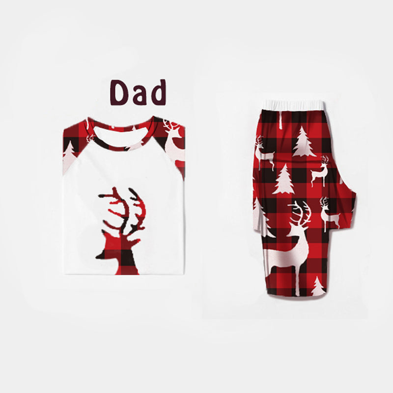 Christmas Deer Head Print Parent-child Home Service Suit - WOMONA.COM