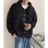 Winter Lapel Sweater Single-breasted Men's Loose Cardigan - WOMONA.COM