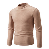 Round Neck Sweater Men's Winter Solid Color Slim Fit - WOMONA.COM