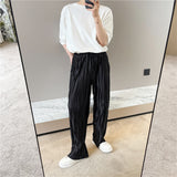 Wind Pressure Pleated Pinstripe Casual Pants Men - WOMONA.COM