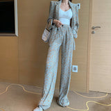 Retro Niche Design Printed Crumpled Suit Jacket - WOMONA.COM