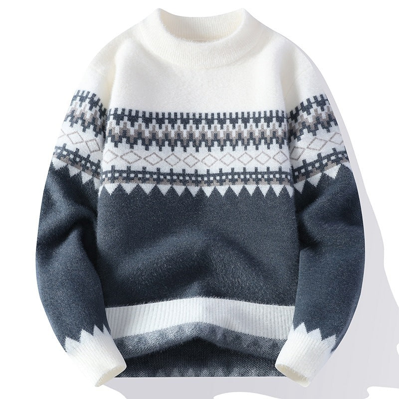 Fashion Men's Jacquard Pullover Knitted Sweater - WOMONA.COM