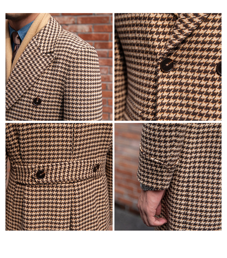 Double Breasted Thick Houndstooth Coat Vintage - WOMONA.COM