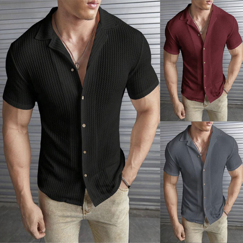 Moda Casual Slim Top Manga Corta Hombres