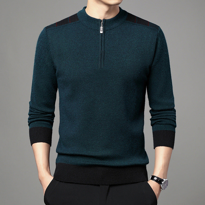 Men's Thickened Knitting Casual Half Zip Sweater - WOMONA.COM