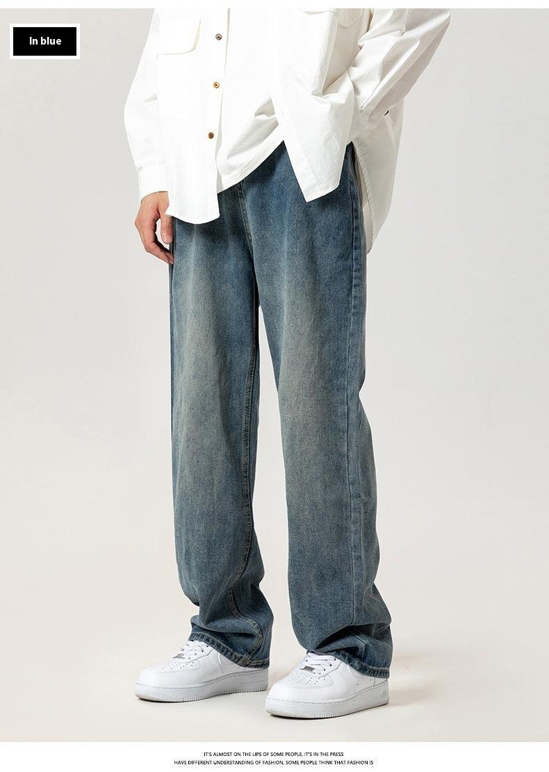 Washed Jeans Men's Spring American Wide Leg Leisure - WOMONA.COM