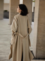 Double Breasted Lacing Mid-length Trench Coat - WOMONA.COM