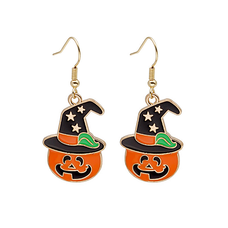 Halloween Earrings Cute Pumpkin Spooky Oil Drip Alloy Earrings Jewelry - WOMONA.COM