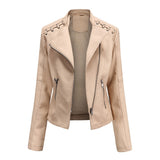 Slim Fit Thin Leather Coat Women's - WOMONA.COM