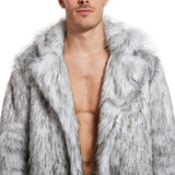 European And American Men's Artificial Fur Long Coat - WOMONA.COM