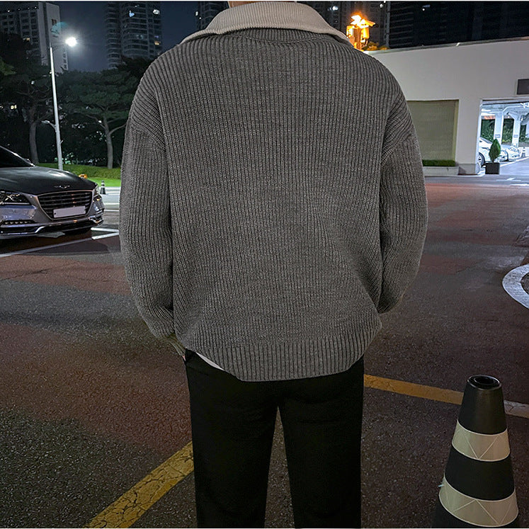 Men's Loose Half Zipper Casual Sweater Coat - WOMONA.COM