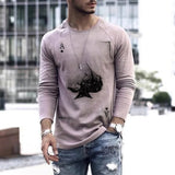 Men's Spring Long-Sleeve Loose Autumn T-Shirts - WOMONA.COM