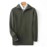 Double-strand Thickened 100 Pure Wool Knit Men's Pullover Lapel Zip-up Shirt