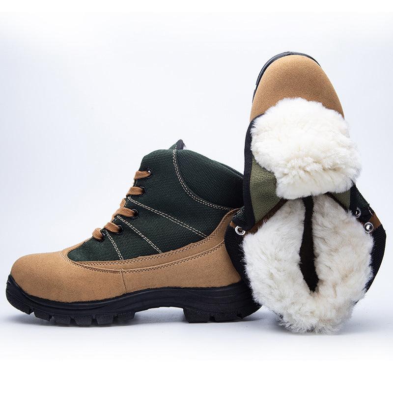 Wool Boots Men's Fleece-lined Thickened Fur - WOMONA.COM