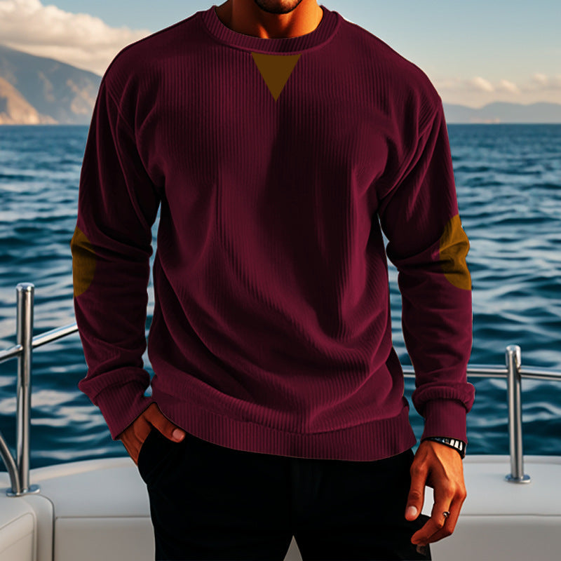 Stand Collar Corduroy Long-sleeved Sweater For Men - WOMONA.COM