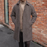 Houndstooth Men's Warm Mid-length Jacket - WOMONA.COM