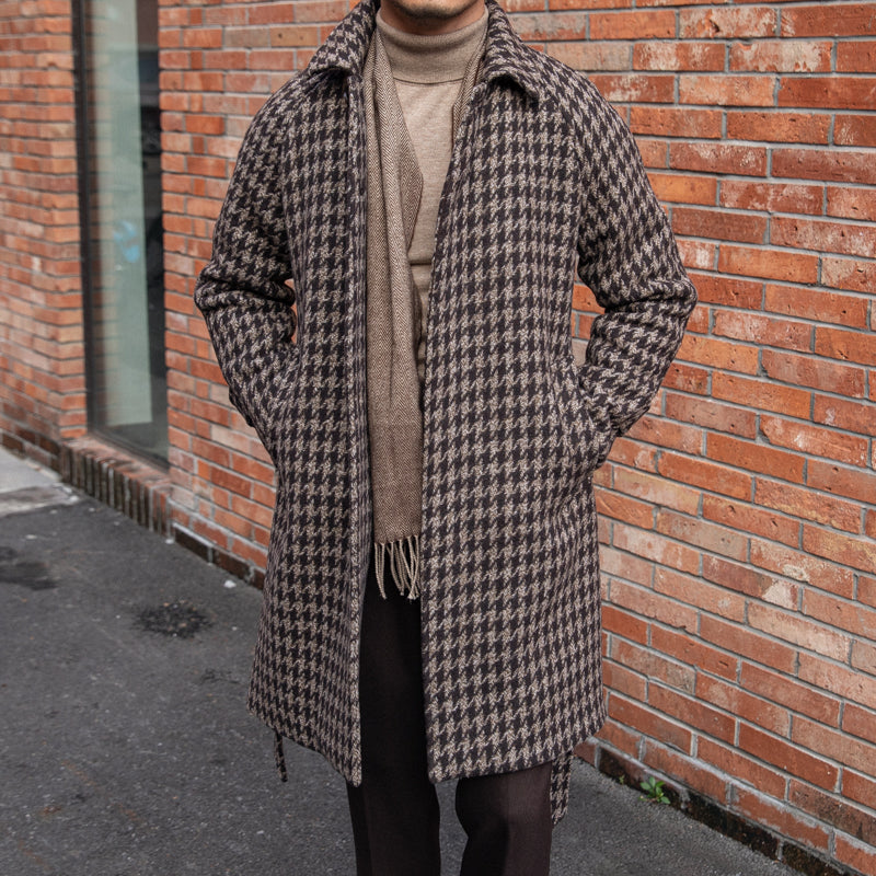 Houndstooth Men's Warm Mid-length Jacket - WOMONA.COM